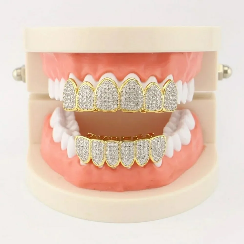 Iced Out Micro Pave Diamond Simulate Grillz Set
